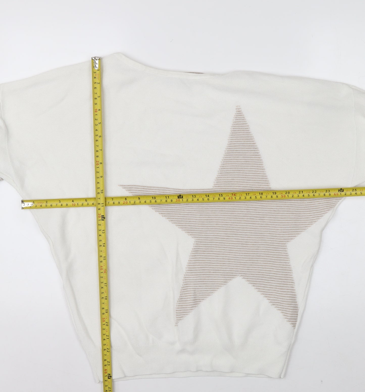 Mint Velvet Women Ivory Star Knit Relaxed Pullover Jumper Size S