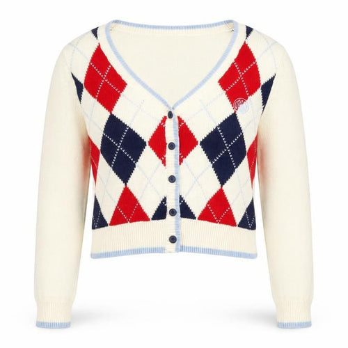 Urban Outfitters Women's Multicoloured Argyle Knit V-Neck Cardigan M