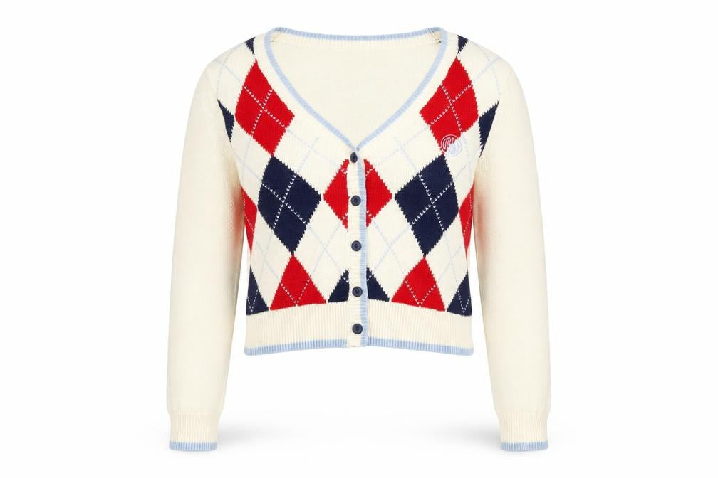 Urban Outfitters Women's Multicoloured Argyle Knit V-Neck Cardigan M