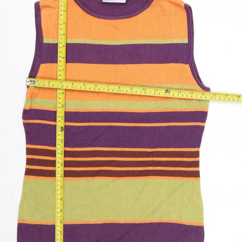 J. Taylor Womens Multicoloured Striped Mock Neck Sleeveless Top Size 12