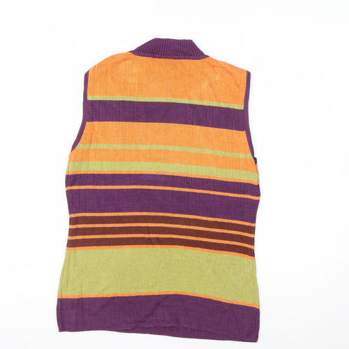 J. Taylor Womens Multicoloured Striped Mock Neck Sleeveless Top Size 12