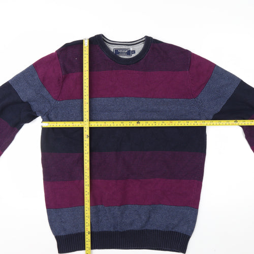 Maine New England Men's Multicoloured Striped Cotton Crew Neck Jumper M