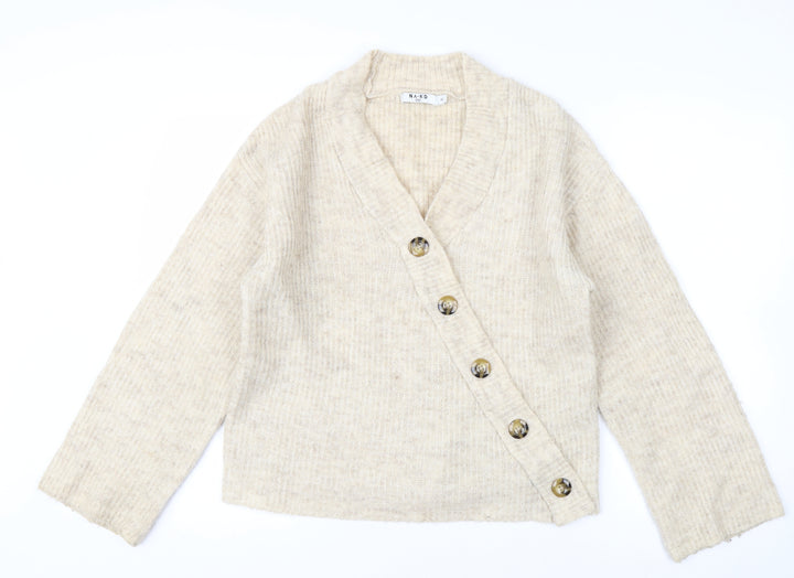 NA-KD Women’s Beige XS Cardigan Button Knit Autumn Layer