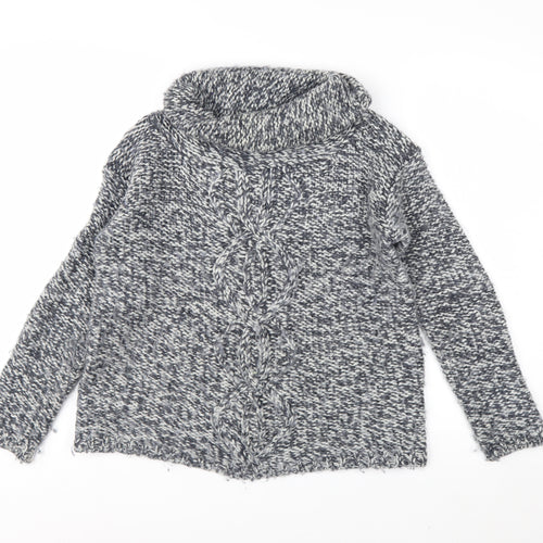 White Stuff Womens Grey Chunky Cowl Neck Wool Blend Pullover Jumper S