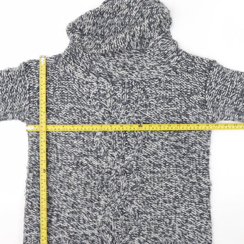 White Stuff Womens Grey Chunky Cowl Neck Wool Blend Pullover Jumper S