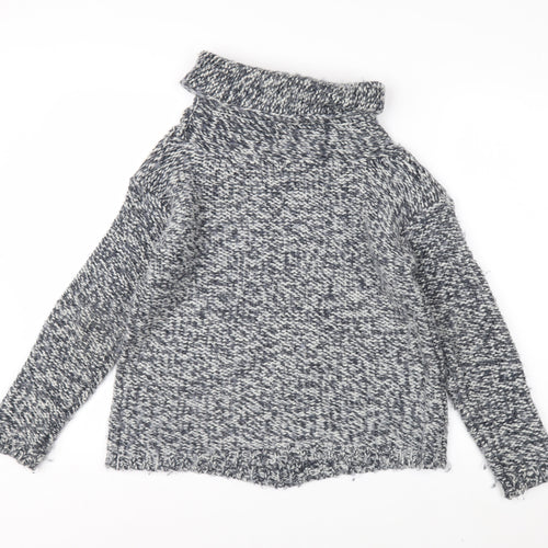 White Stuff Womens Grey Chunky Cowl Neck Wool Blend Pullover Jumper S