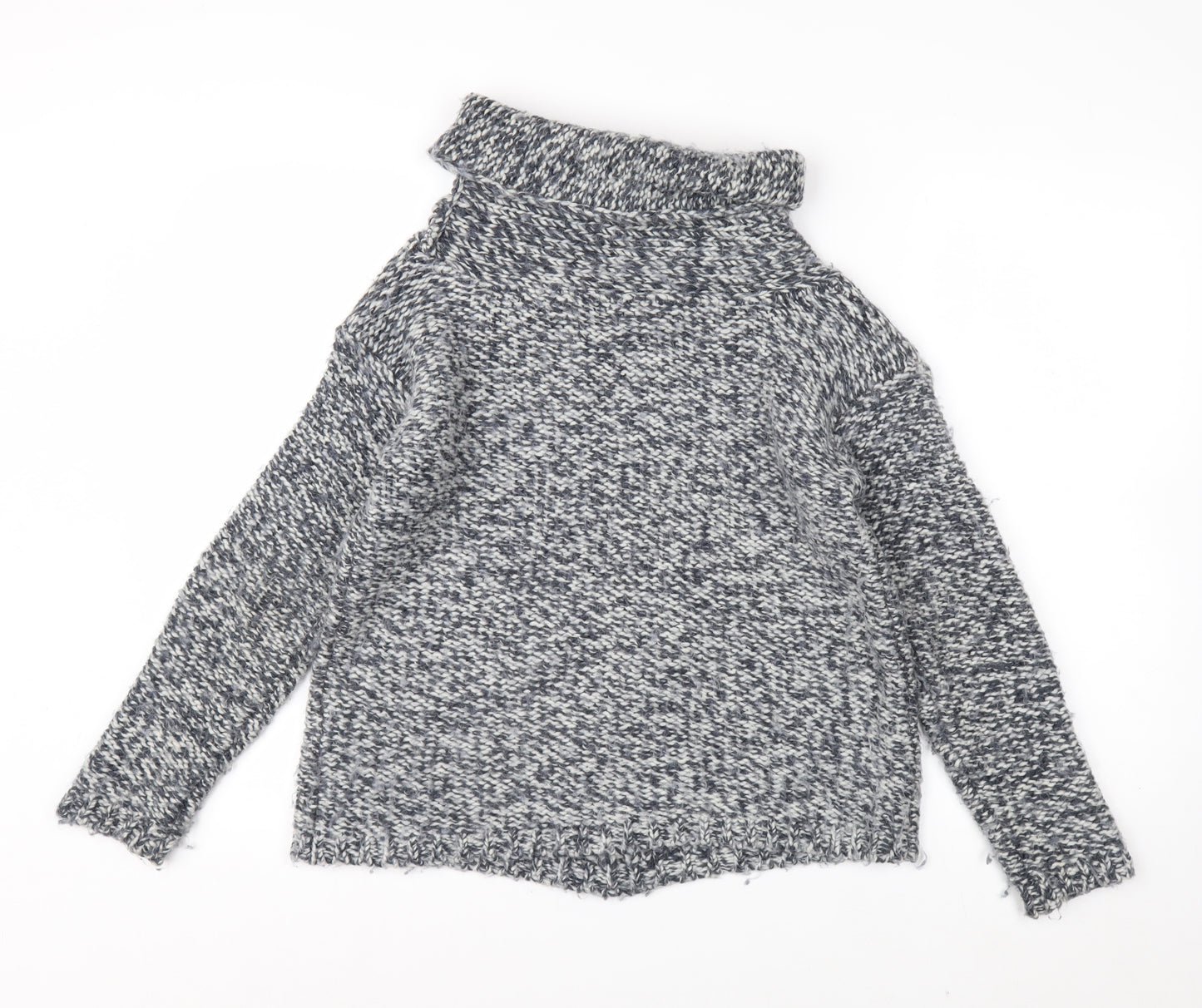 White Stuff Womens Grey Chunky Cowl Neck Wool Blend Pullover Jumper S