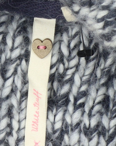 White Stuff Womens Grey Chunky Cowl Neck Wool Blend Pullover Jumper S
