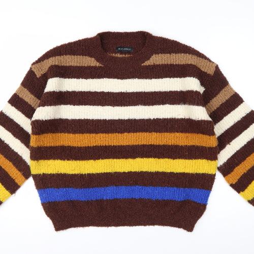 Blue Vanilla Women Brown Multicoloured Striped Knit Jumper M/L