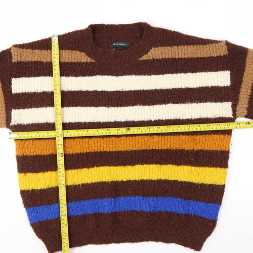 Blue Vanilla Women Brown Multicoloured Striped Knit Jumper M/L