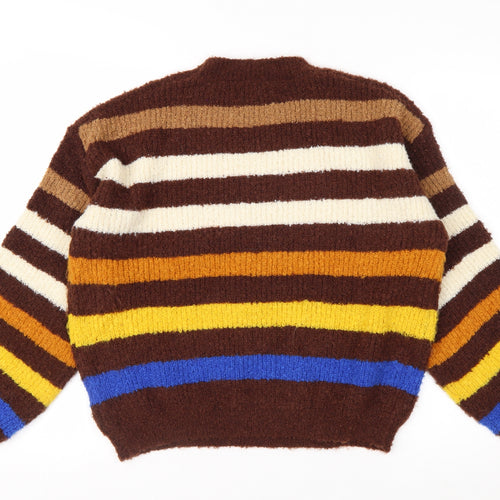 Blue Vanilla Women Brown Multicoloured Striped Knit Jumper M/L