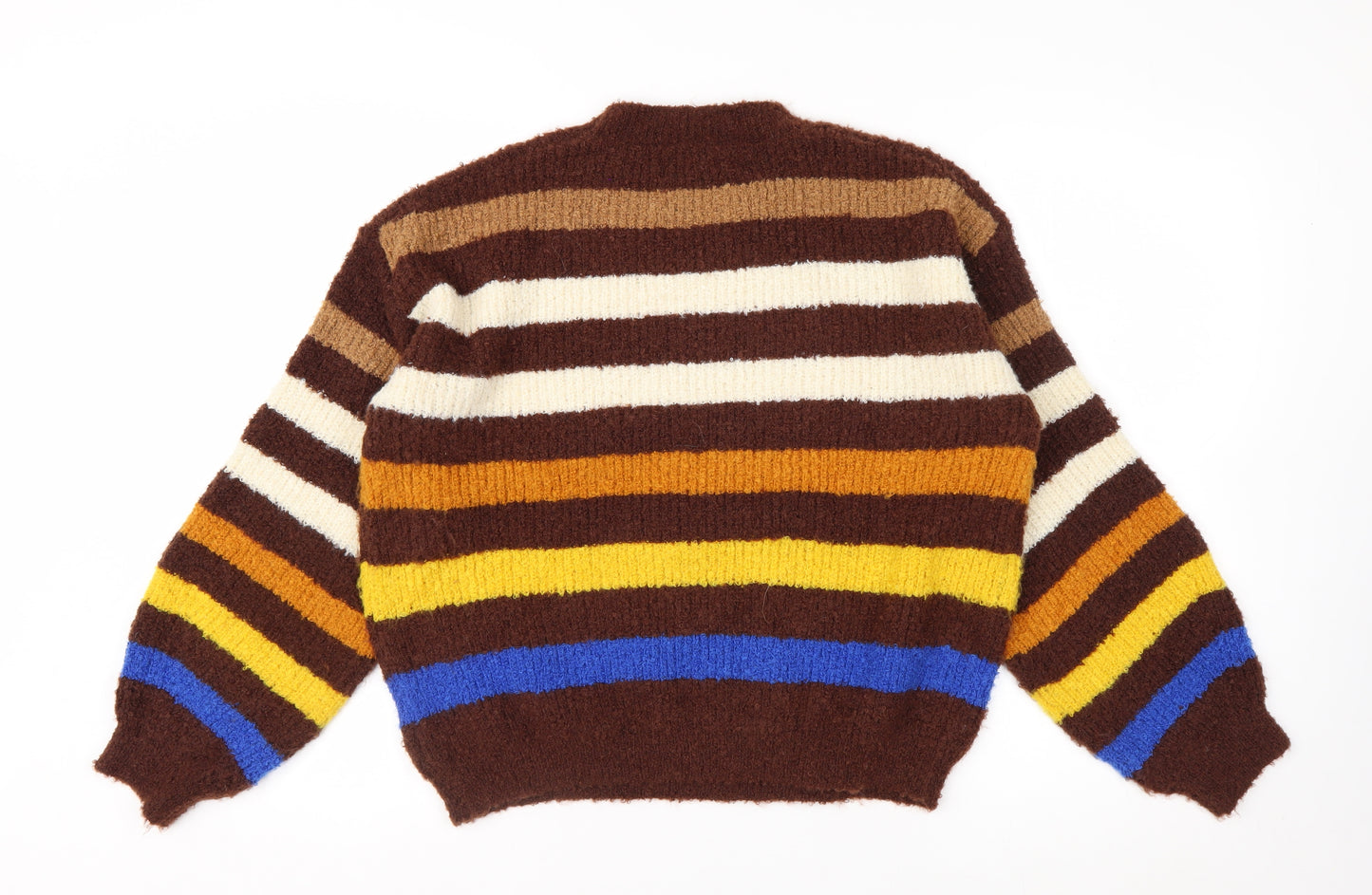 Blue Vanilla Women Brown Multicoloured Striped Knit Jumper M/L