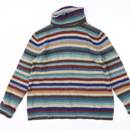 Seasalt Cornwall Womens Multicoloured Roll Neck Lambswool Jumper UK 12