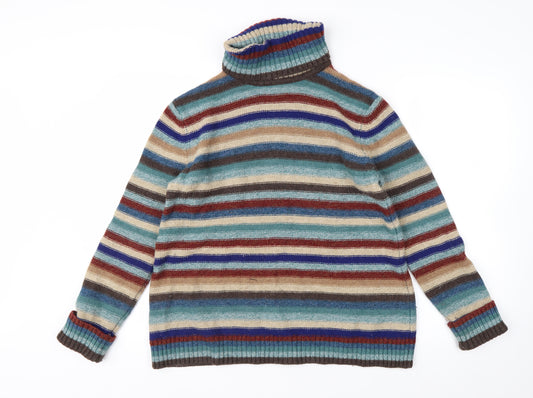 Seasalt Cornwall Womens Multicoloured Roll Neck Lambswool Jumper UK 12