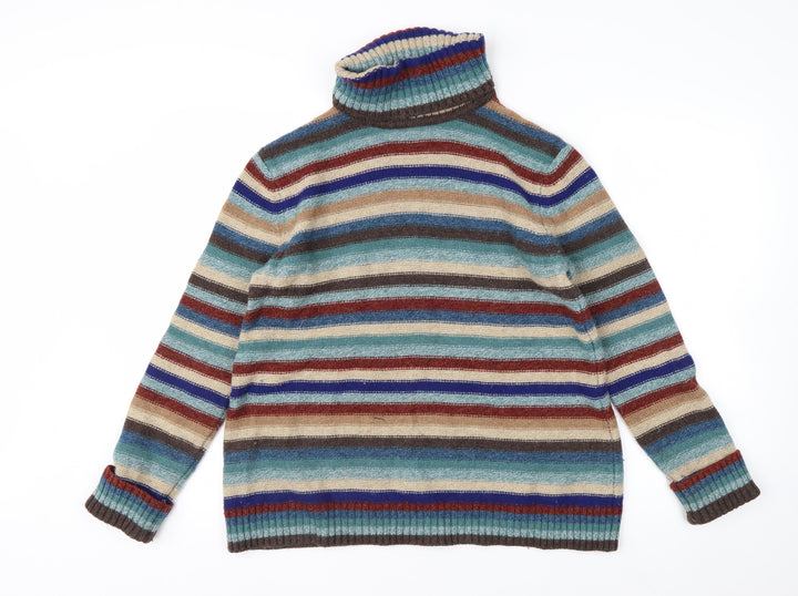 Seasalt Cornwall Womens Multicoloured Roll Neck Lambswool Jumper UK 12