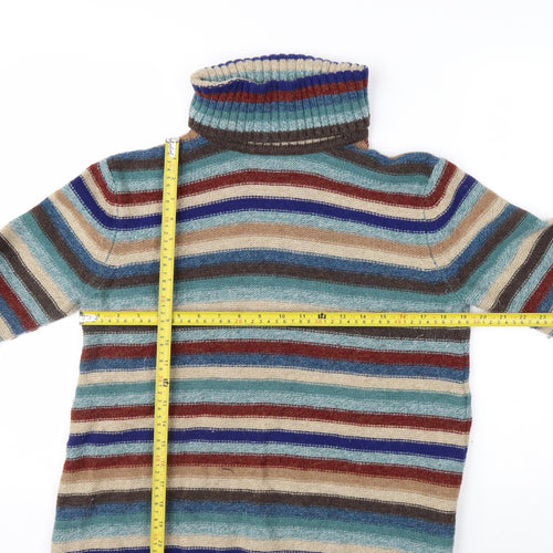 Seasalt Cornwall Womens Multicoloured Roll Neck Lambswool Jumper UK 12