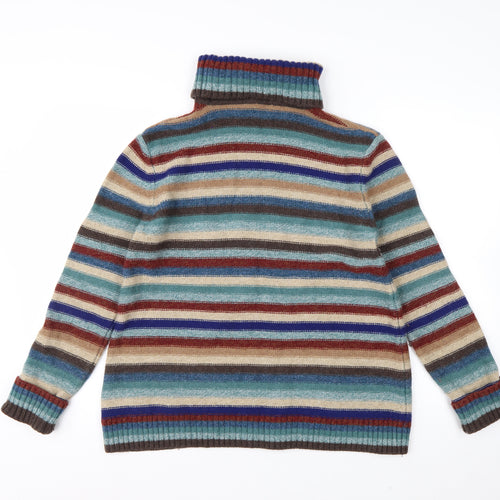 Seasalt Cornwall Womens Multicoloured Roll Neck Lambswool Jumper UK 12