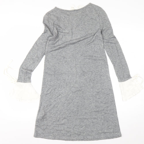 Springfield Womens Grey Beaded Bell Sleeve Tunic Jumper Size 8