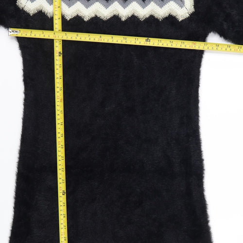 Klass Womens Black Geometric Knit Tunic Jumper M