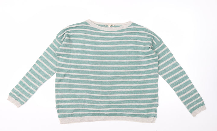 Esprit Women’s Green Striped Crew Neck Knit Jumper Size L