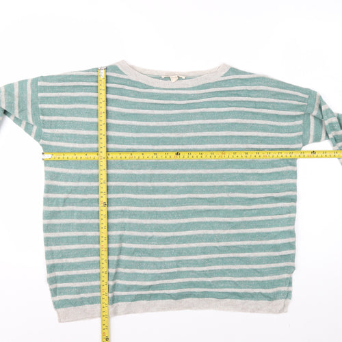 Esprit Women’s Green Striped Crew Neck Knit Jumper Size L