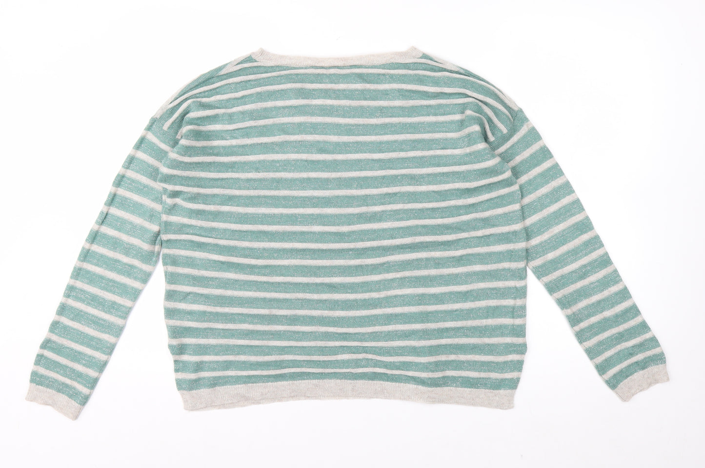 Esprit Women’s Green Striped Crew Neck Knit Jumper Size L