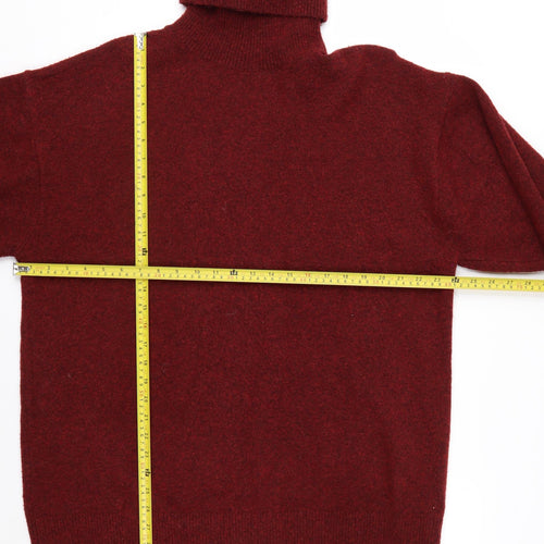 H&M Men's Red Roll Neck Wool Blend Pullover Jumper Size M