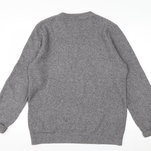 H&M Men's Grey Chunky Knit Crew Neck Pullover Jumper Size M