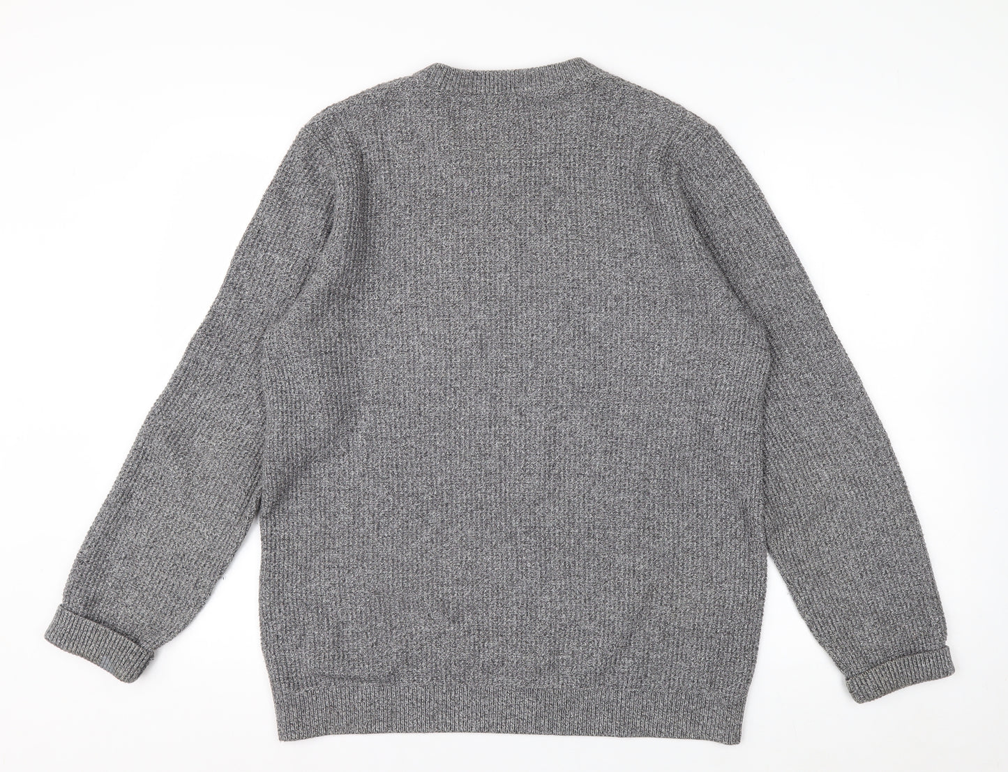 H&M Men's Grey Chunky Knit Crew Neck Pullover Jumper Size M