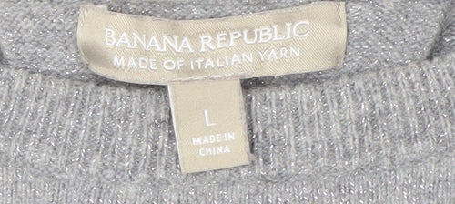 Banana Republic Womens Grey Wool Blend Crew Neck Pullover Jumper L