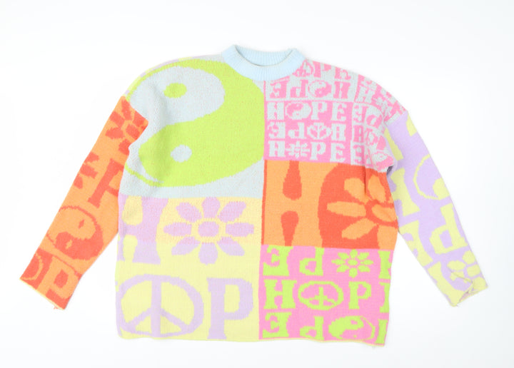 Urban Outfitters Women's Multicoloured Peace & Love Knit Jumper M
