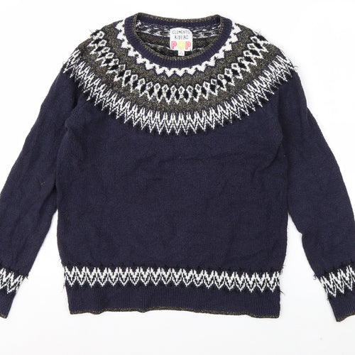 Clements Ribeiro Women’s Blue Fair Isle Knit Jumper Size 12