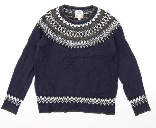 Clements Ribeiro Women’s Blue Fair Isle Knit Jumper Size 12