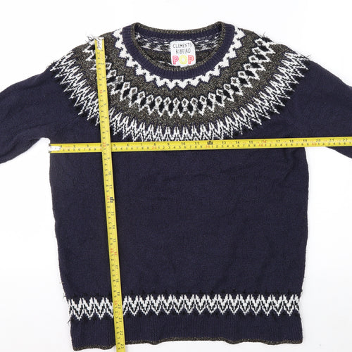 Clements Ribeiro Women’s Blue Fair Isle Knit Jumper Size 12