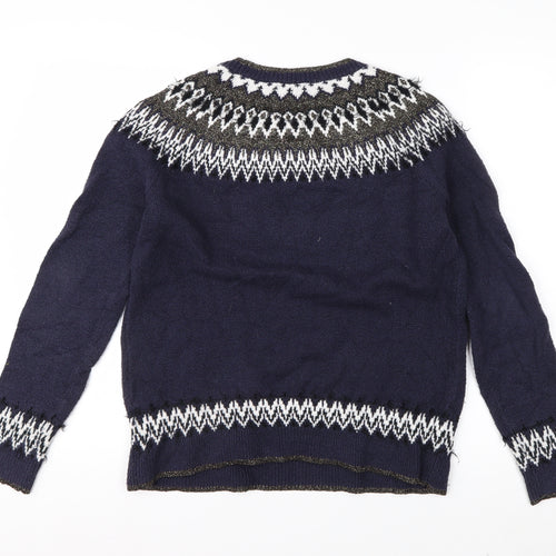 Clements Ribeiro Women’s Blue Fair Isle Knit Jumper Size 12