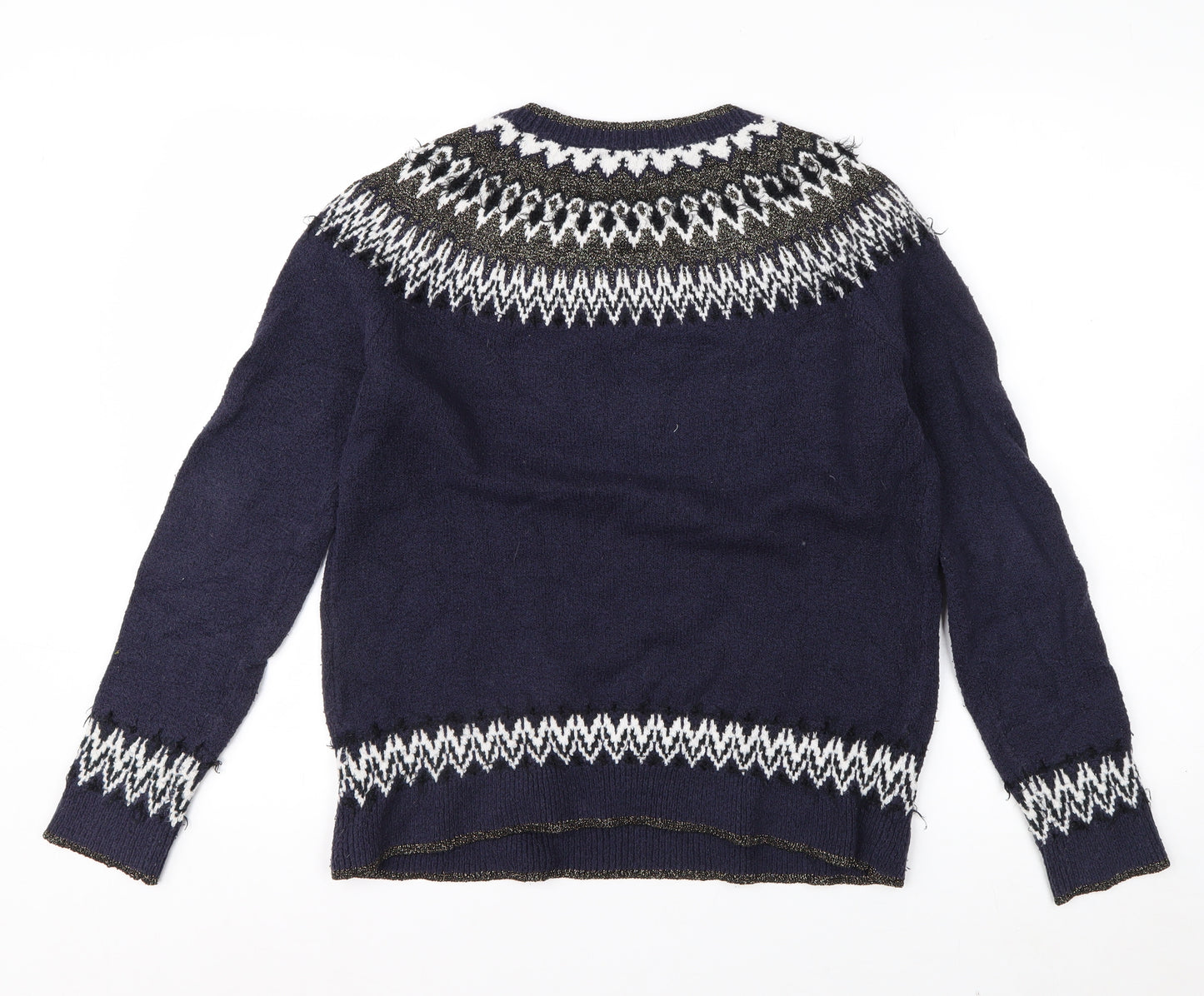 Clements Ribeiro Women’s Blue Fair Isle Knit Jumper Size 12