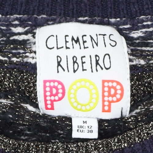Clements Ribeiro Women’s Blue Fair Isle Knit Jumper Size 12