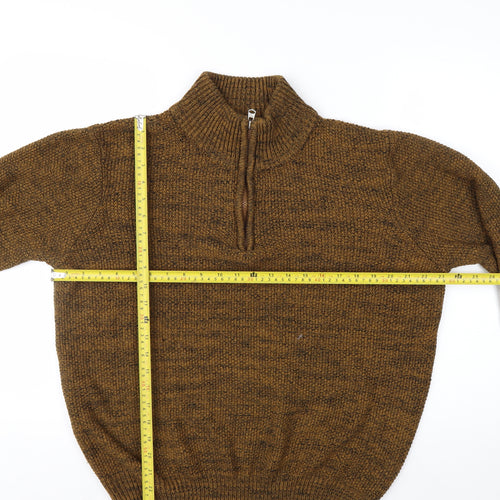 Kensington Eastside Men's Brown L 1/4 Zip High Neck Knit Jumper