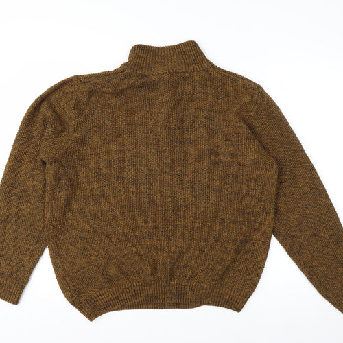 Kensington Eastside Men's Brown L 1/4 Zip High Neck Knit Jumper
