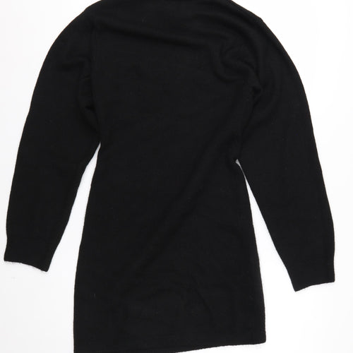 H&M Women's Black Rhinestone Crew Neck Long Sleeve Jumper Size 10