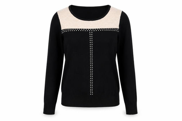 Wallis Petite Black Colourblock Studded Long Sleeve Blouse Size 10