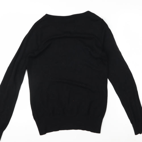 Wallis Petite Black Colourblock Studded Long Sleeve Blouse Size 10