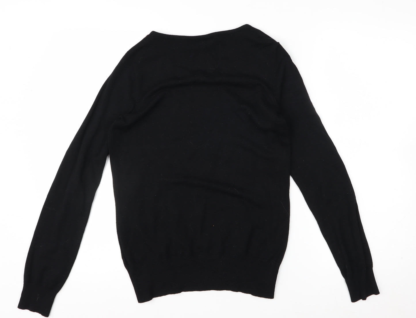 Wallis Petite Black Colourblock Studded Long Sleeve Blouse Size 10