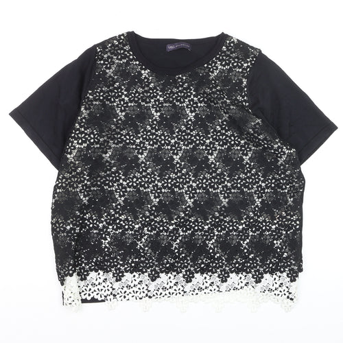 Marks and Spencer Women's Black Floral Lace Overlay Short Sleeve T-Shirt Size 20