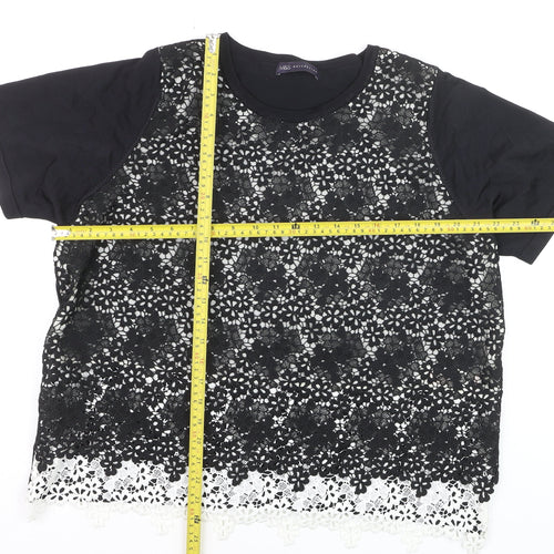 Marks and Spencer Women's Black Floral Lace Overlay Short Sleeve T-Shirt Size 20