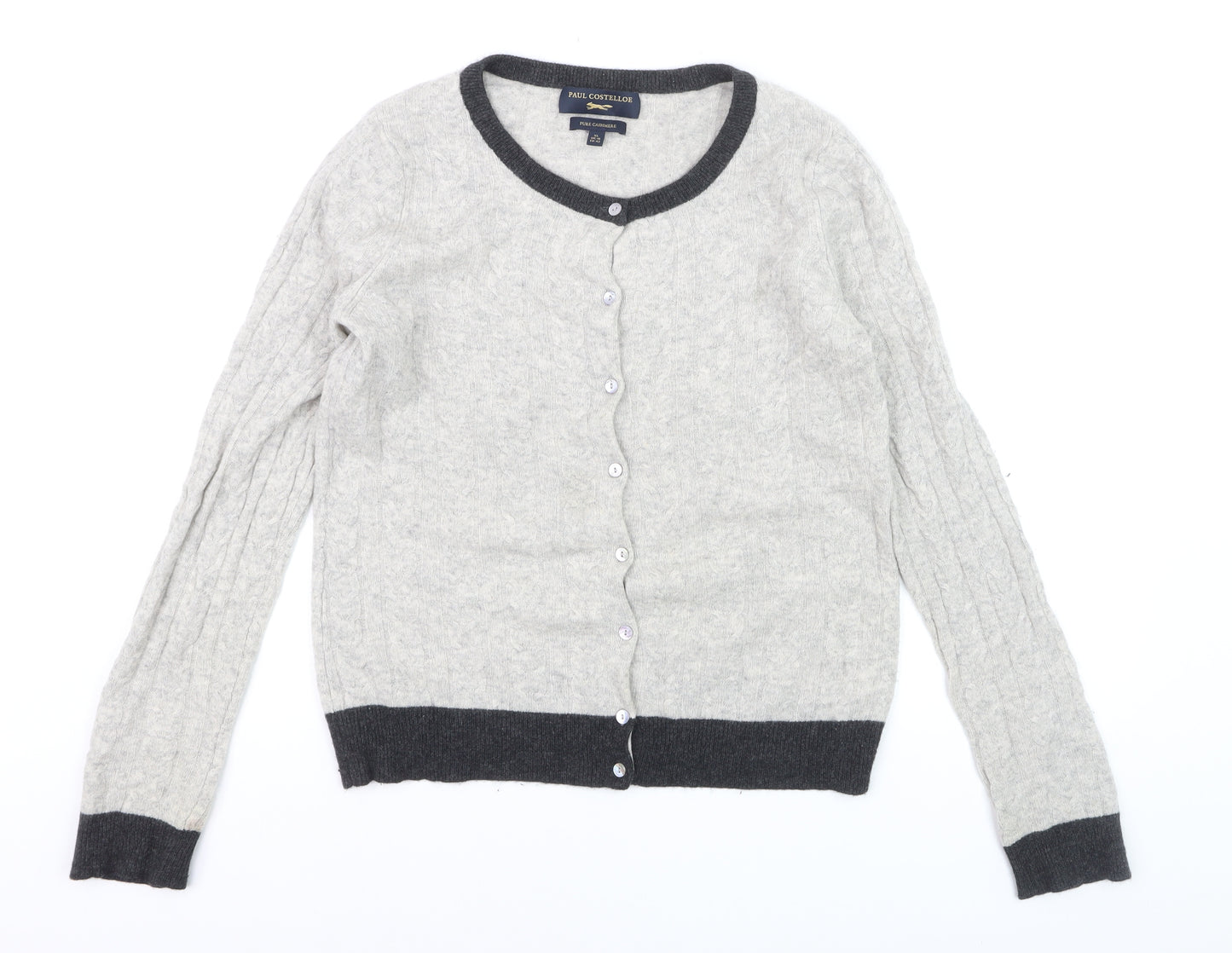 Paul Costelloe Women’s Grey 100% Cashmere Cardigan Size 16