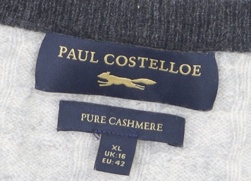 Paul Costelloe Women’s Grey 100% Cashmere Cardigan Size 16