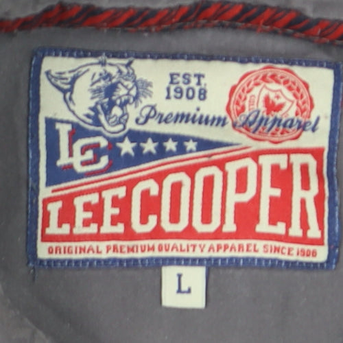 Lee Cooper Men's Grey Striped Cotton V-Neck Jumper Size L