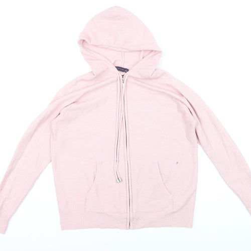 Marks and Spencer Women Pink Small Full Zip Hooded Sweatshirt