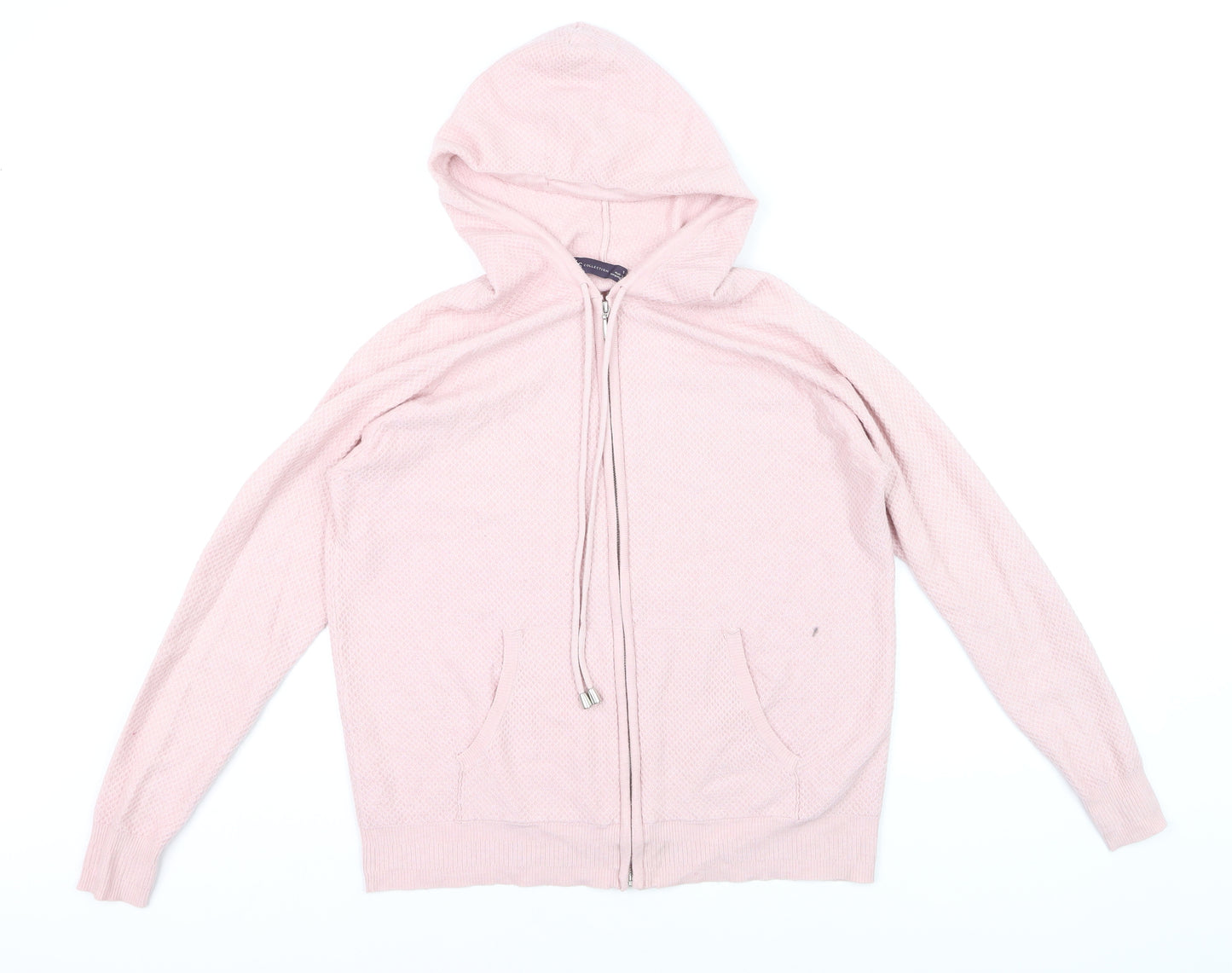 Marks and Spencer Women Pink Small Full Zip Hooded Sweatshirt